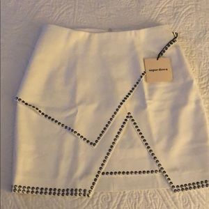 Studded Mini Skirt in White